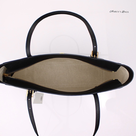 Tory Burch Large Leather Emerson Tote & Continental Wristlet Wallet In Black - Picture 7 of 13